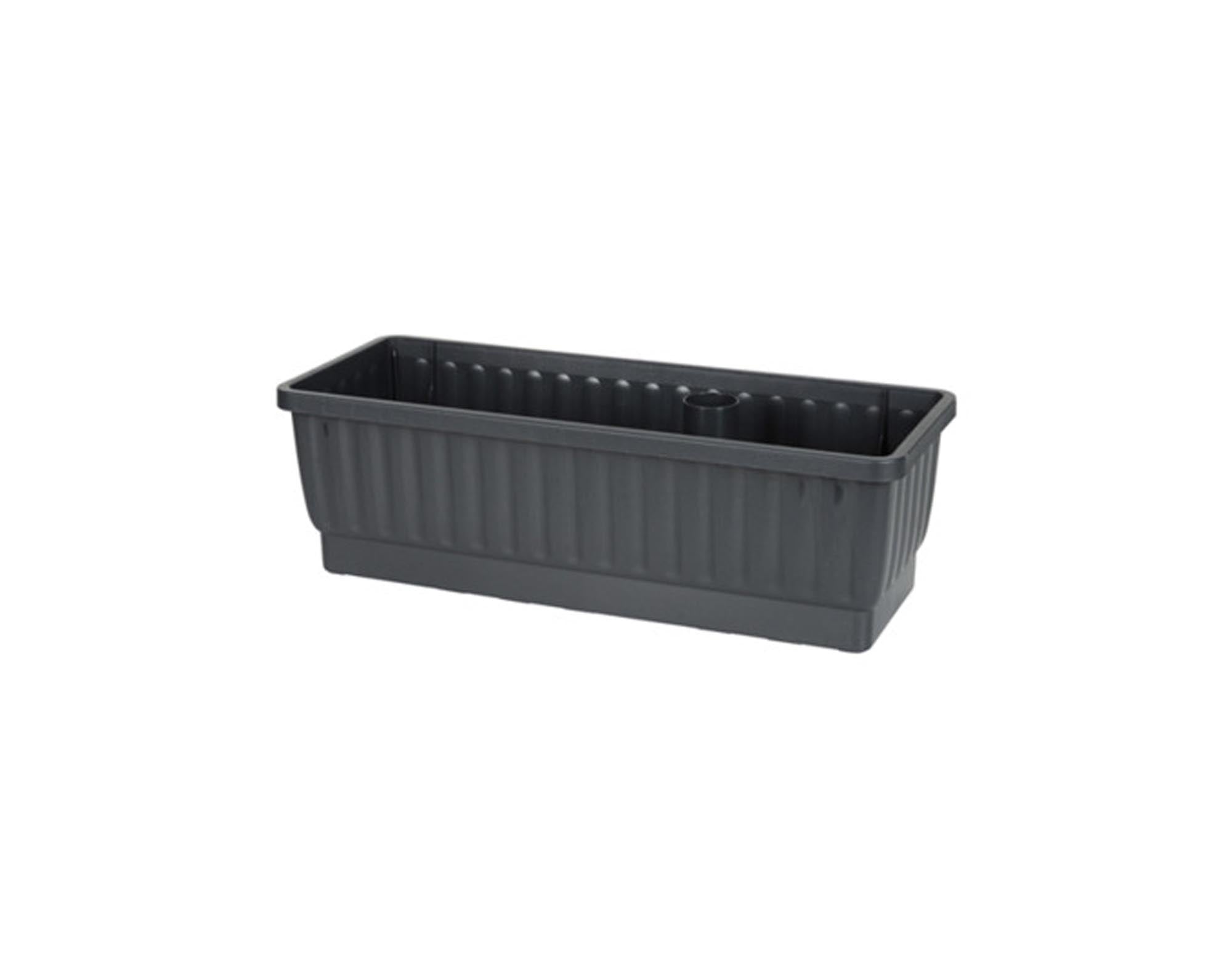 Balkonkasten Venezia 60 cm anthrazit von TECHNOPLANT: frostsicher, mit Wasserspeicher und 20 Litern Erdvolumen für optimale Pflanzenpflege.