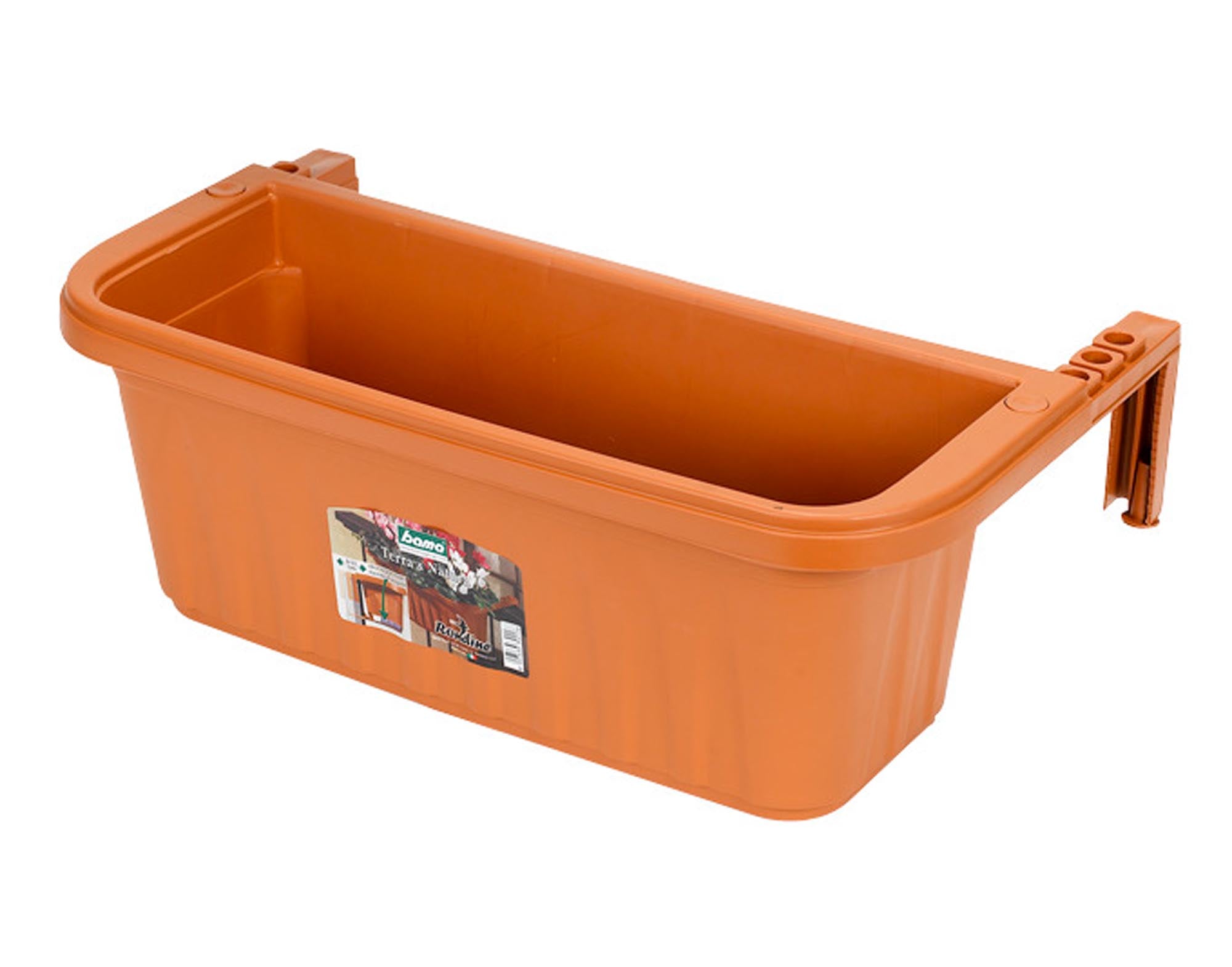 BAMA Blumenkasten mit Träger terracotta 50 cm: Wetterfester, pflegeleichter Blumenkasten für Balkone. Integriertes Wasserreservoir und verstellbare Träger für optimale Pflanzenpflege.