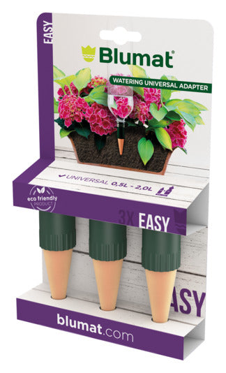 BLUMAT Flaschenadapter Easy, 3er-Set: Automatische Pflanzenbewässerung, einfach zu nutzen, ideal für Urlaub oder Alltag.