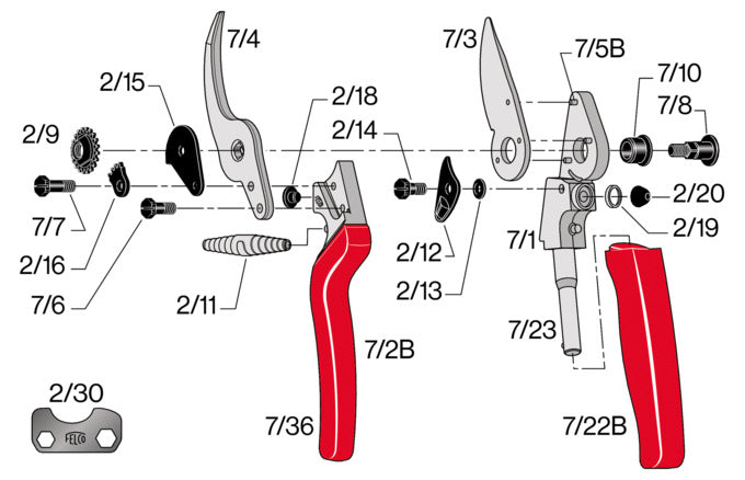 FELCO 7 Baumschere: Ergonomisches Design, drehbarer Griff, präzise Schnitte, ideal für professionelle Gartenarbeit.