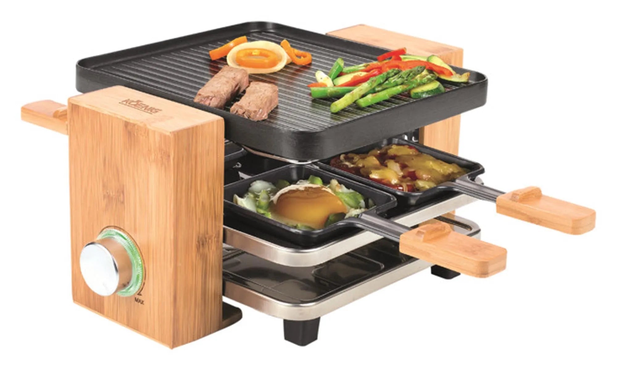 Raclettegrill Bamboo 4 Personen in  präsentiert im Onlineshop von KAQTU Design AG. Fondue/Raclette ist von KOENIG