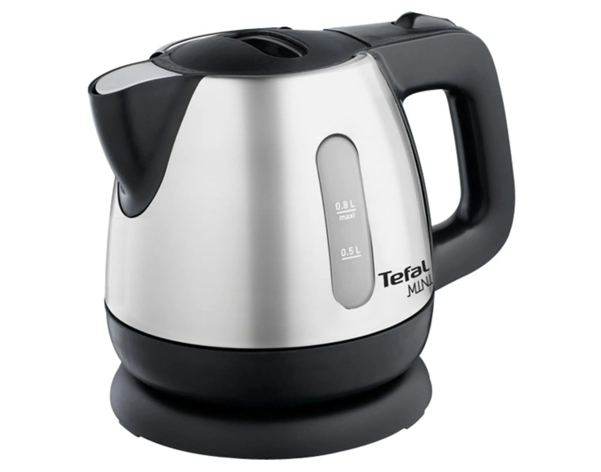 Kompakter TEFAL Mini Inox Wasserkocher 0.8l: Edelstahl, schnell, sicher, energieeffizient, ideal für kleine Küchen.