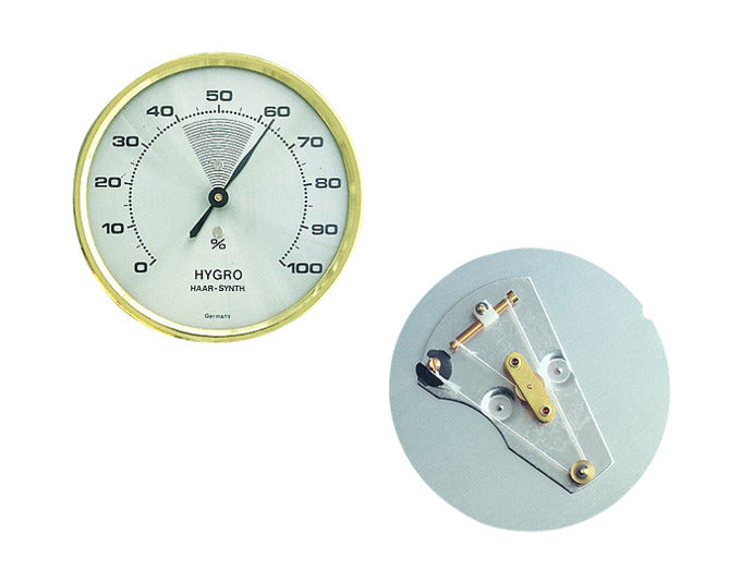 TFA Hygrometer mit Messingring mit Haar Synthetik Werk in  präsentiert im Onlineshop von KAQTU Design AG. Thermometer ist von TFA