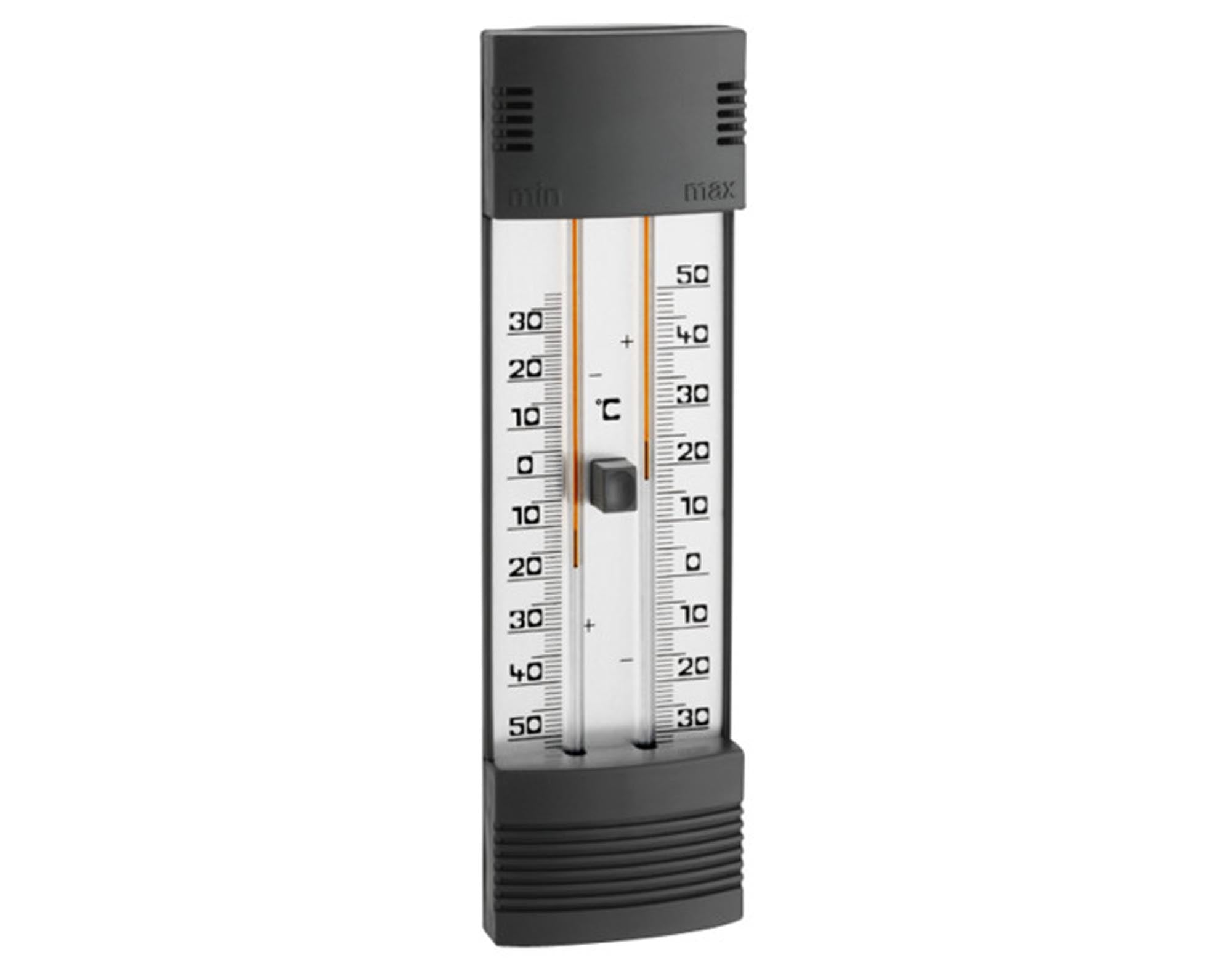 Das TFA Maxima Minima Thermometer (20 cm) bietet präzise Temperaturmessung, elegantes Design und wetterfeste Materialien für Innen- und Außenbereiche.