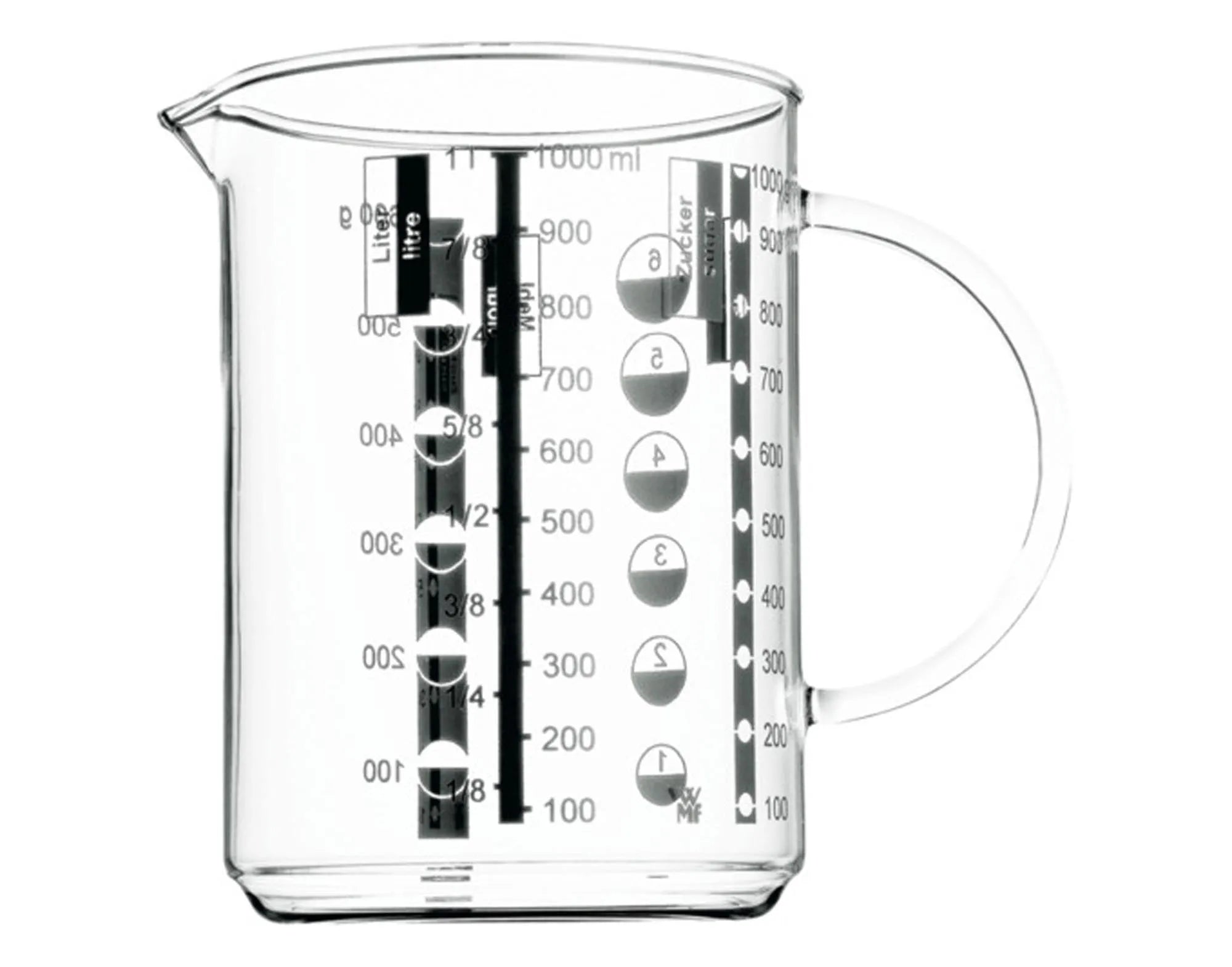 WMF 1L Messbecher: BPA-frei, langlebig, präzise Skala, ergonomisch, spülmaschinenfest. Ideal für Flüssigkeiten & trockene Zutaten.