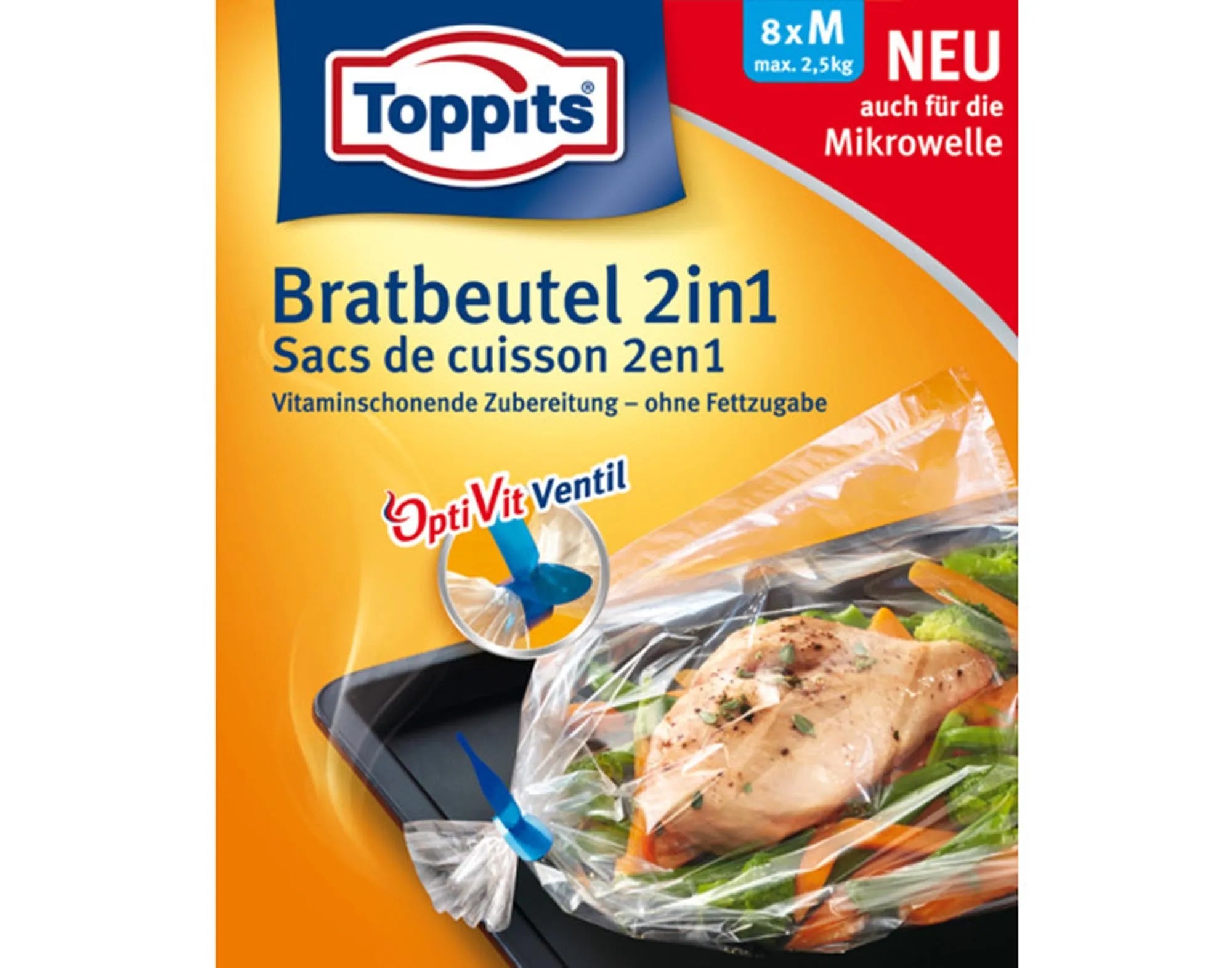 TOPPITS Bratbeutel: Für saftiges, aromatisches Braten von Fleisch, Fisch & Gemüse. Hitzebeständig bis 220°C, einfach & gesund kochen.