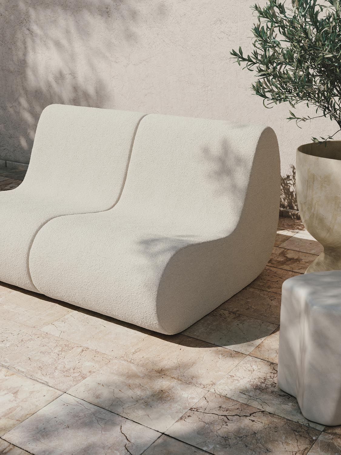 Rouli Center Module Pure Bouclé in Offwhite präsentiert im Onlineshop von KAQTU Design AG. Modulares Sofa ist von Ferm Living