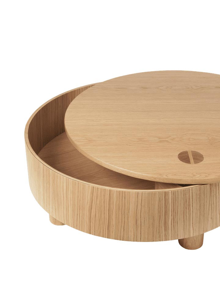 Entdecken Sie den Olles Aufbewahrungstisch Ø80 von Ferm Living – stilvoller Beistelltisch mit praktischem Stauraum und nachhaltigem Design.