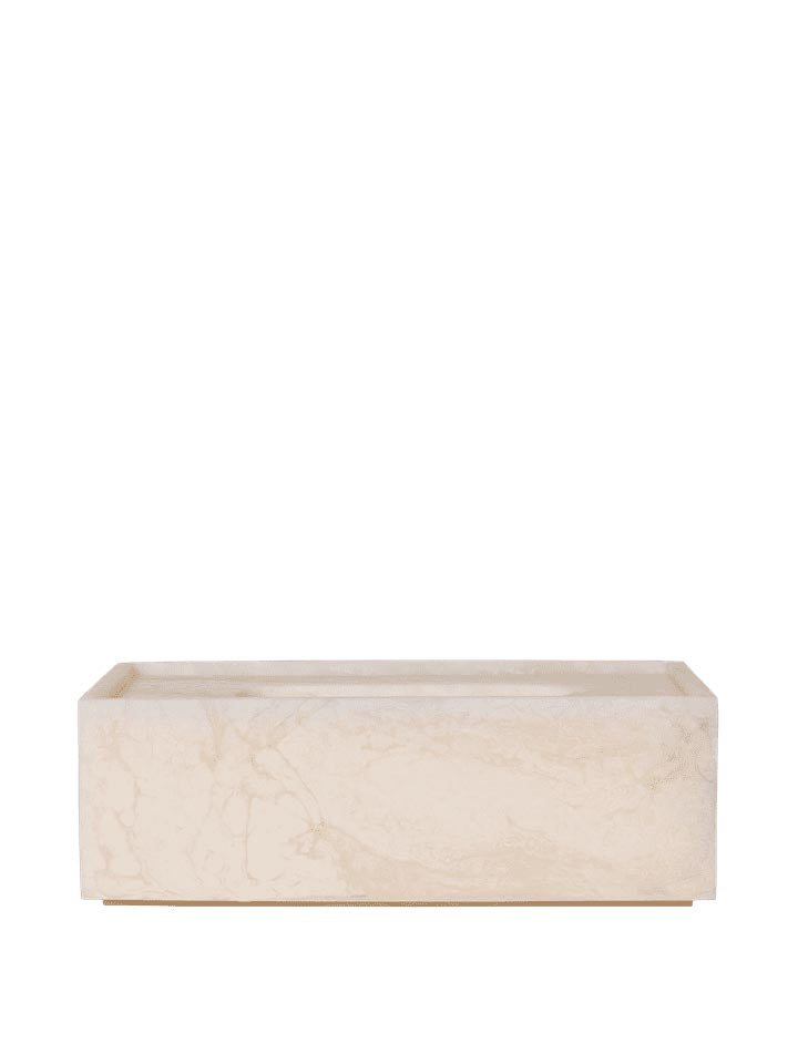 Elegante Mist Taschentuchbox von Ferm Living: Hochwertiges Design aus marmoriertem Resin für stilvolle Badezimmeraufbewahrung.