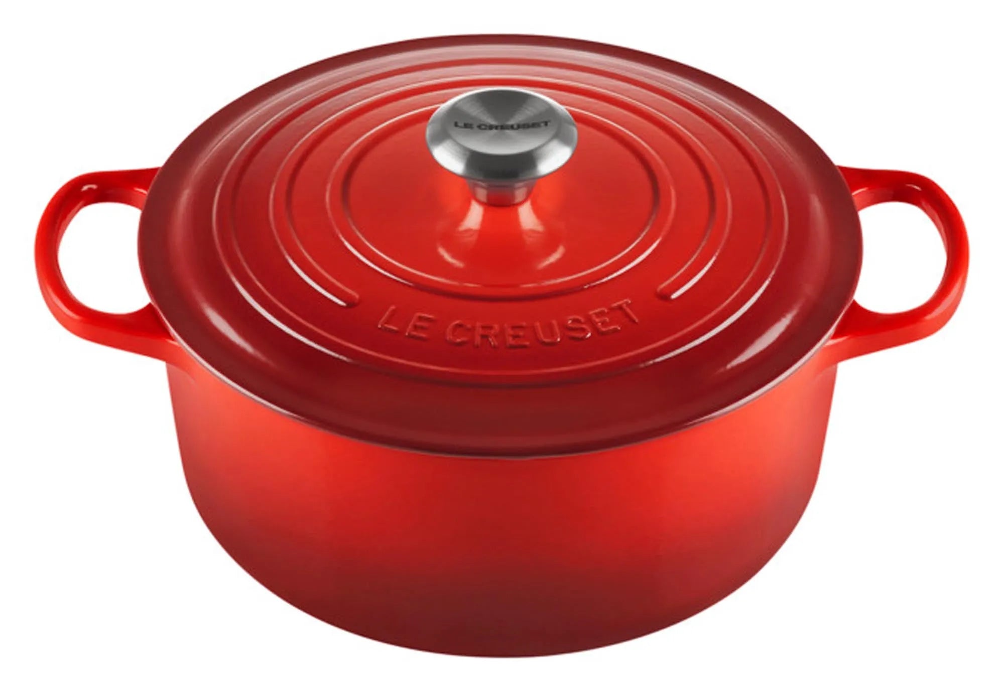 Bräter Signature rund 26 cm in Kirschrot präsentiert im Onlineshop von KAQTU Design AG. Topf ist von LE CREUSET