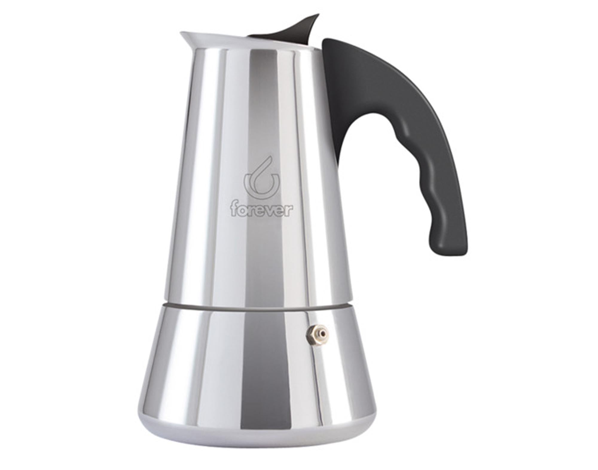 Entdecken Sie den FOREVER Kaffeezubereiter Conny Induktion für 4 Tassen. Hochwertiger Edelstahl, optimale Wärmeverteilung und individuelles Kaffeevergnügen.