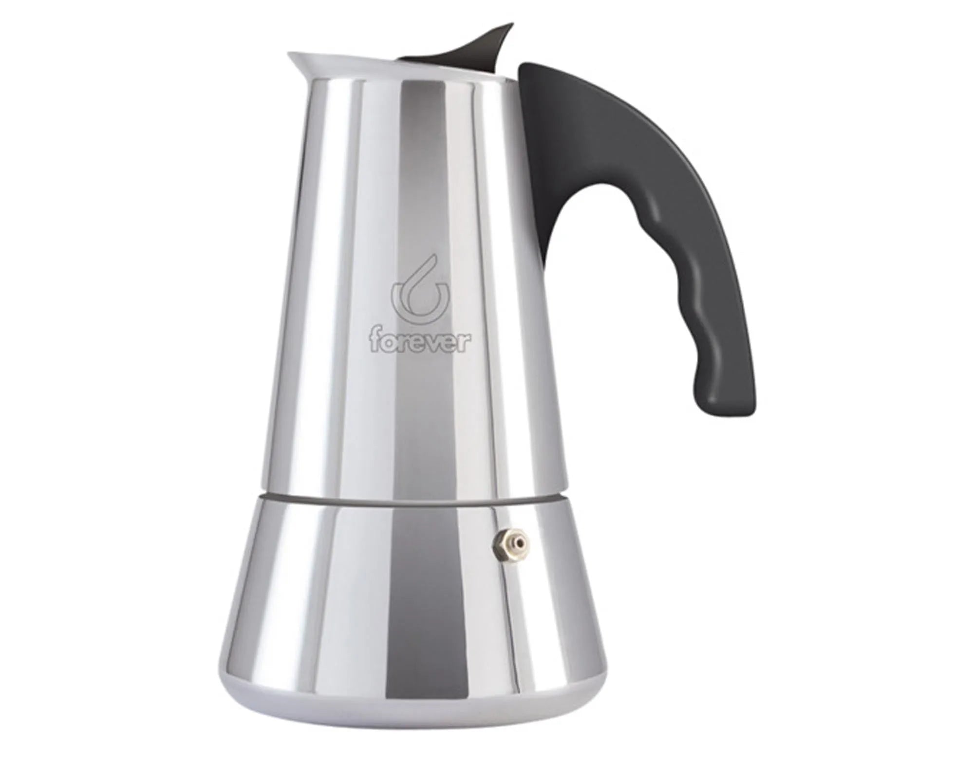 Eleganter Edelstahl-Kaffeezubereiter für 10 Tassen, ideal für Induktionsherde. Perfekt für Kaffeeliebhaber.