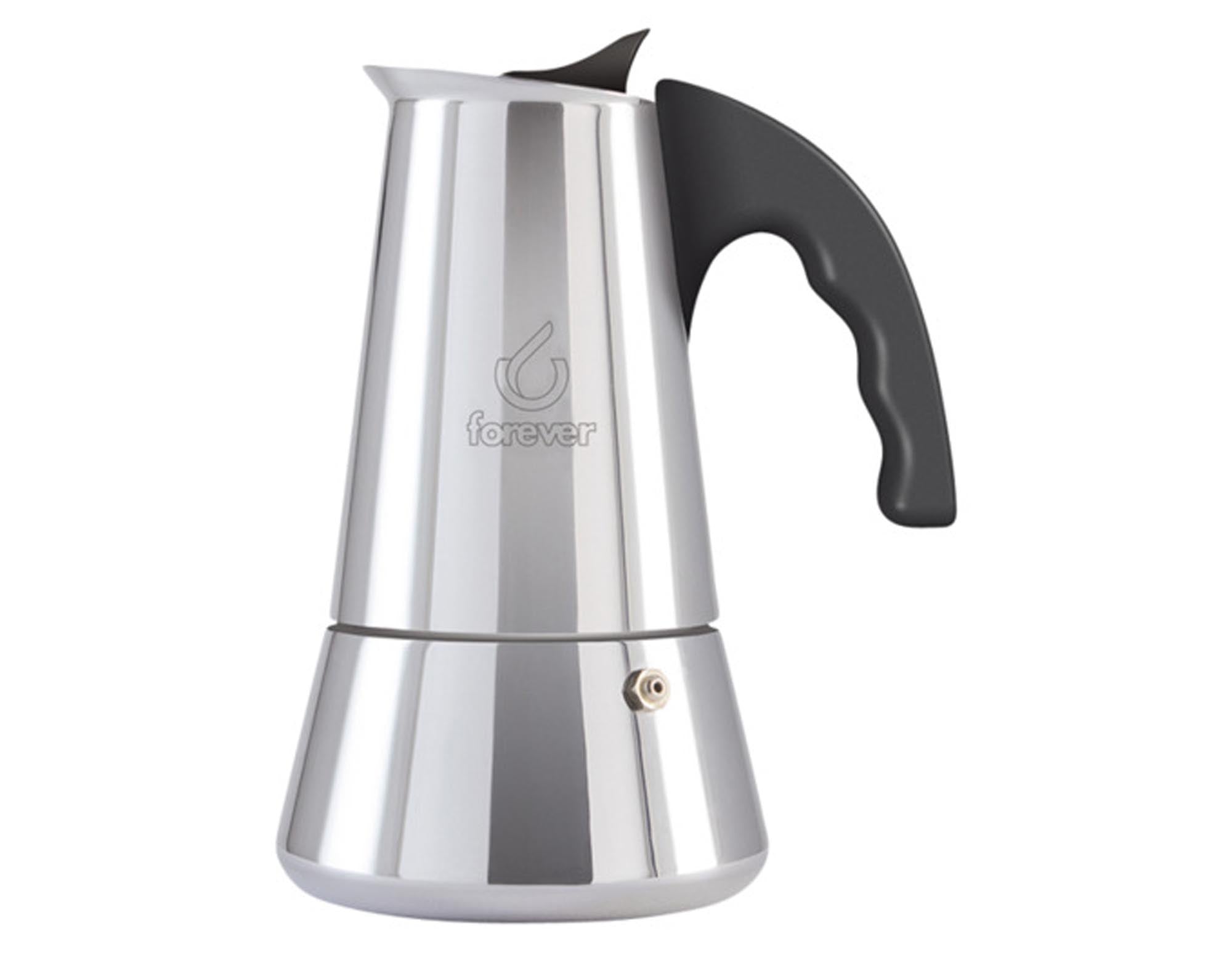 Entdecken Sie den FOREVER Kaffeezubereiter Conny Induktion für 10 Tassen. Hochwertiger Edelstahl, ideal für Induktionsherde und perfekten Kaffeegenuss.