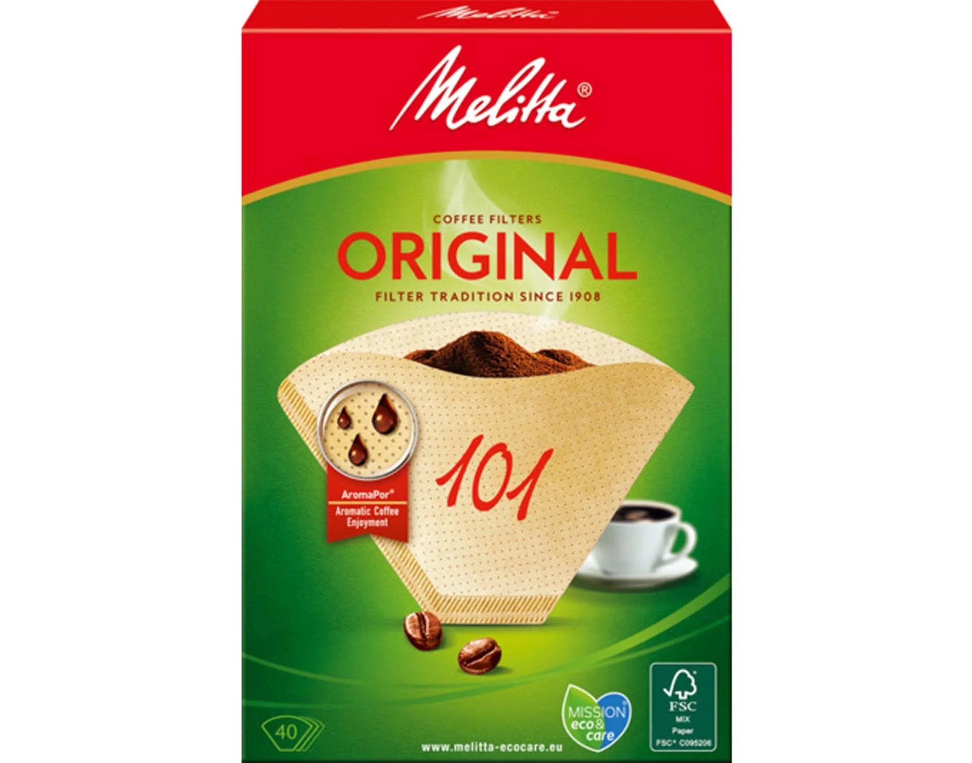 MELITTA Filtertüten 101: 40 Stück, chlorfrei, für perfekten Kaffee- und Teegenuss. Ideal für Filterhalter, gleichmäßige Extraktion.