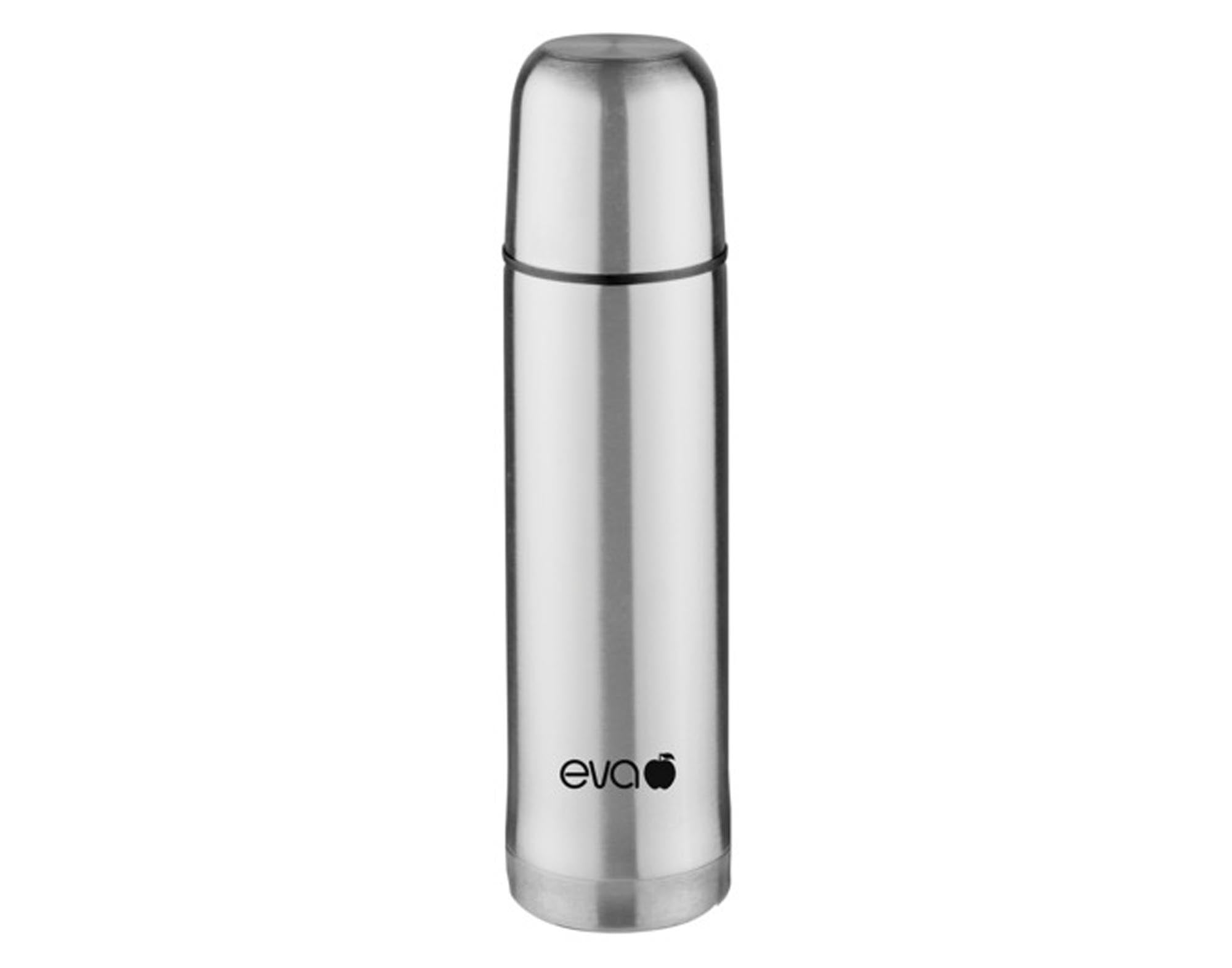 Die Isolierflasche Inox von EVA COLLECTION: 1 Liter, Edelstahl, Ausgiessautomatik, BPA-frei, ideal für heisse und kalte Getränke.