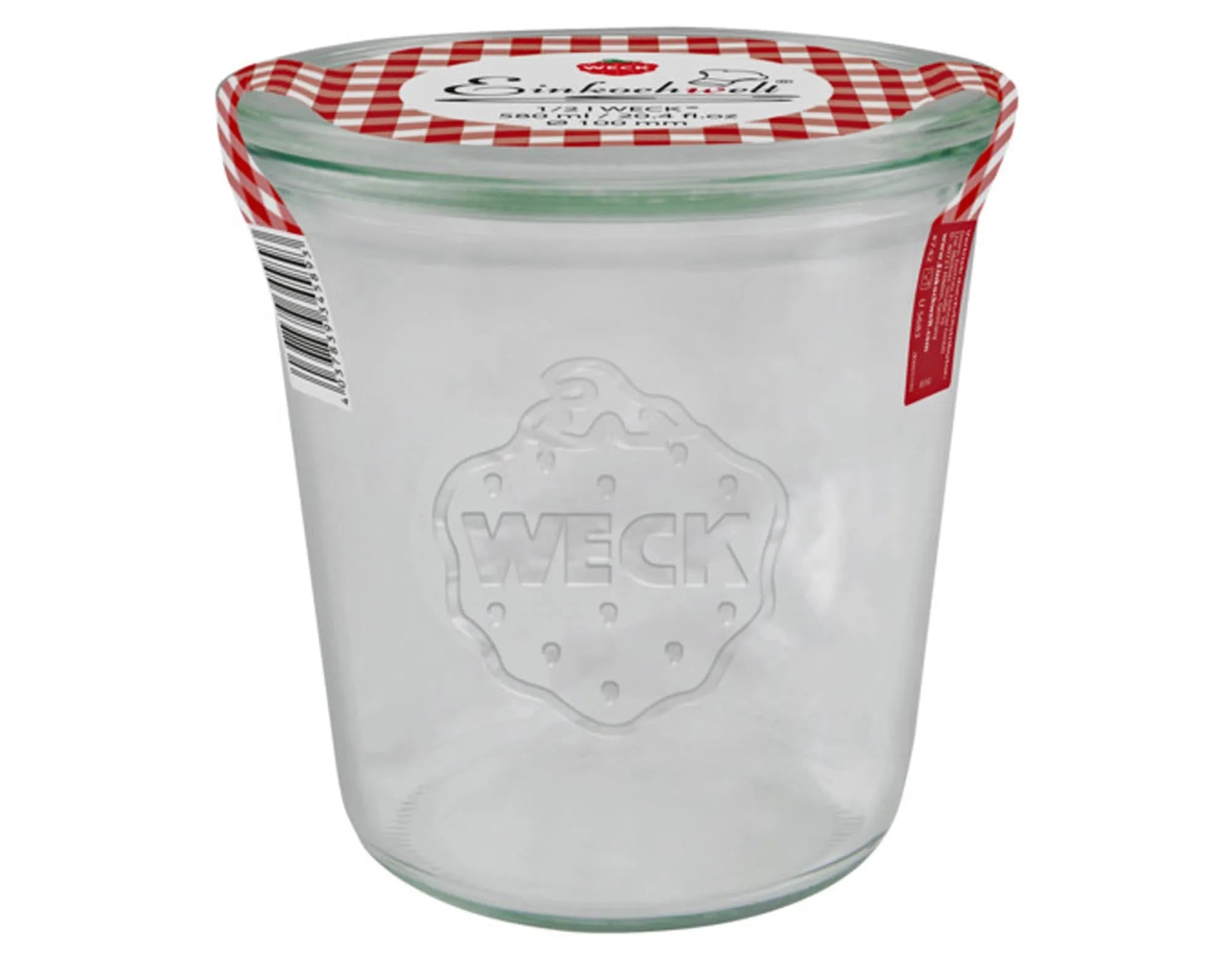 WECK Einmachglas 580 ml, robustes Glas, luftdicht, ideal für Marmeladen, platzsparend, spülmaschinenfest, langlebig.