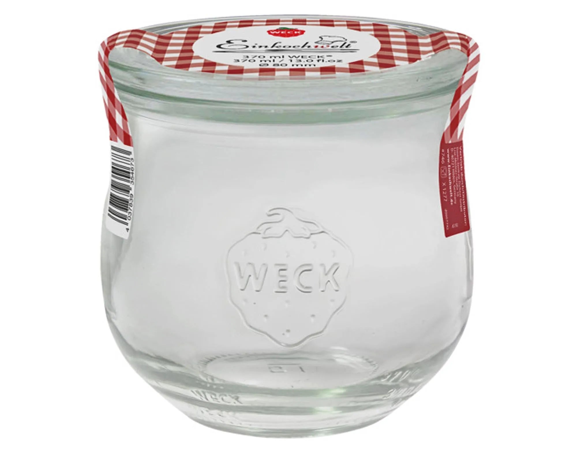 Elegantes WECK Einmachglas Tulpenform, 370 ml, ideal für Marmeladen & Chutneys. Robustes Glas, luftdicht, spülmaschinenfest.