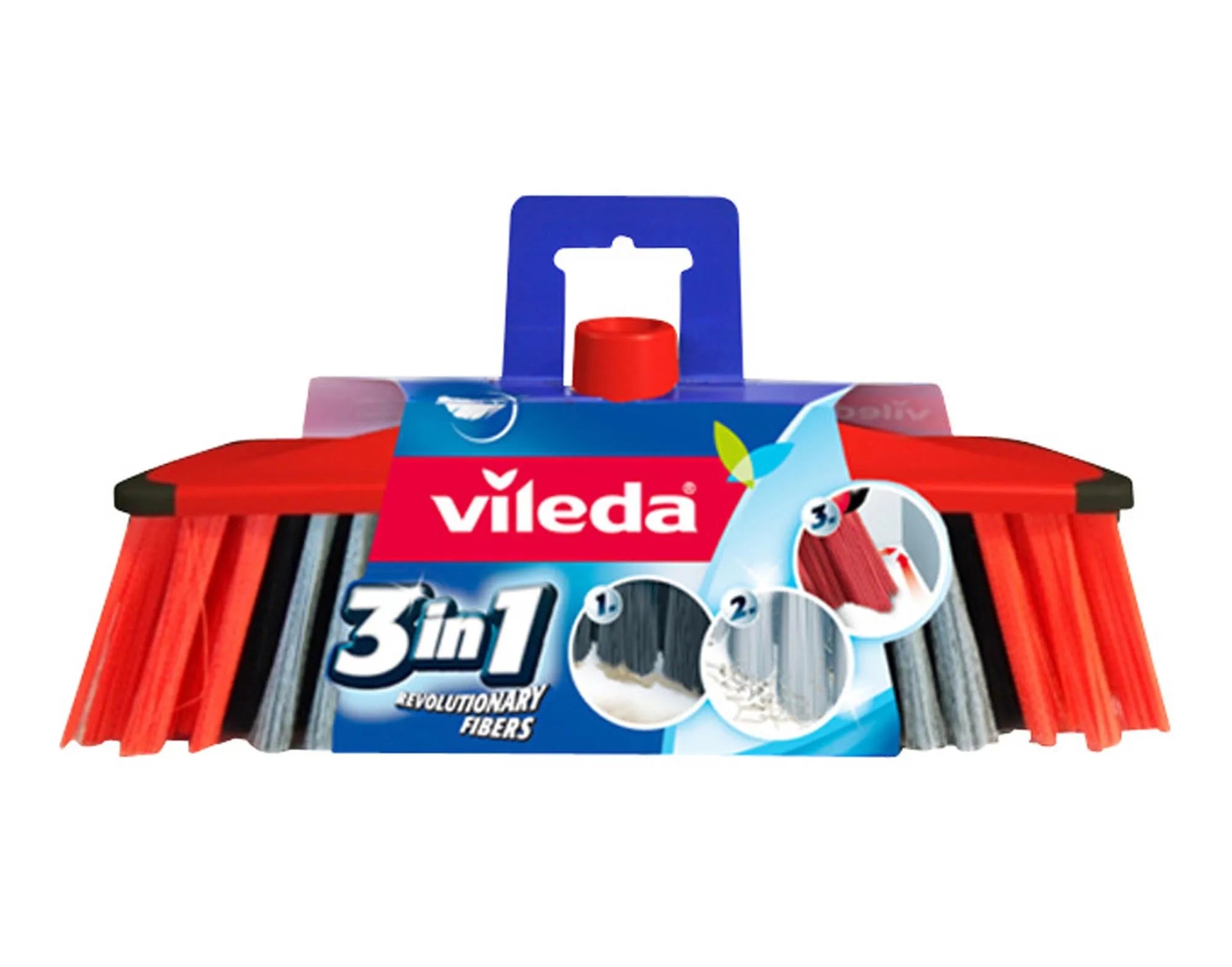 VILEDA Besen 3in1: Kehren, Bürsten, Abziehen. Ideal für Fliesen, Laminat, Parkett. Ergonomisch, langlebig, ohne Stiel.