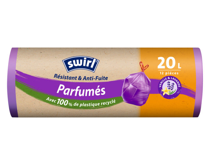 SWIRL Abfallsäcke Vanille Lavendel 20: Duftende Müllbeutel mit Vanille-Lavendel-Aroma, reißfest und praktisch für den Haushalt.