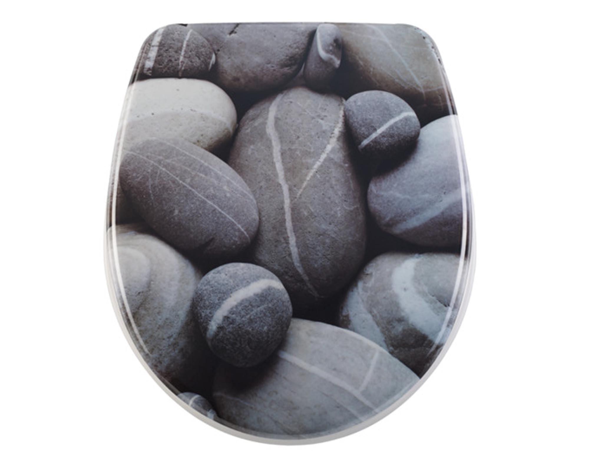 Entdecken Sie den eleganten DIAQUA WC Sitz Nice Stones Slow Motion mit sanfter Absenkautomatik, robuster Duroplast-Oberfläche und stilvoller Steinoptik.