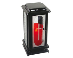 LIENBACHER Grave Lantern with Door and Ground Spike, Black, 23.5 cm