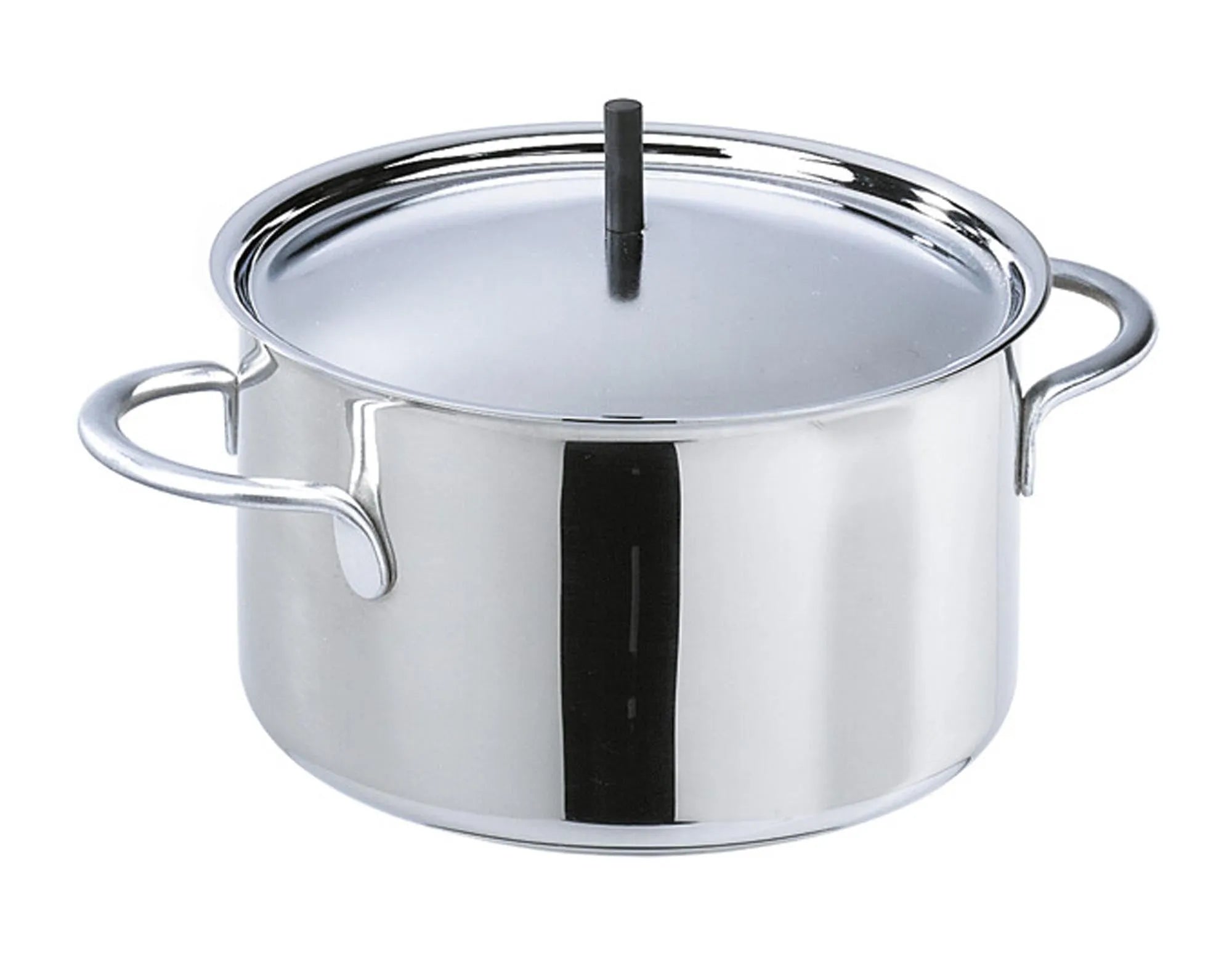 Eleganter STÖCKLI Bourguignonne Topf, 16 cm, polierter Edelstahl, perfekte Wärmeverteilung, ideal für gesellige Fondue-Abende.