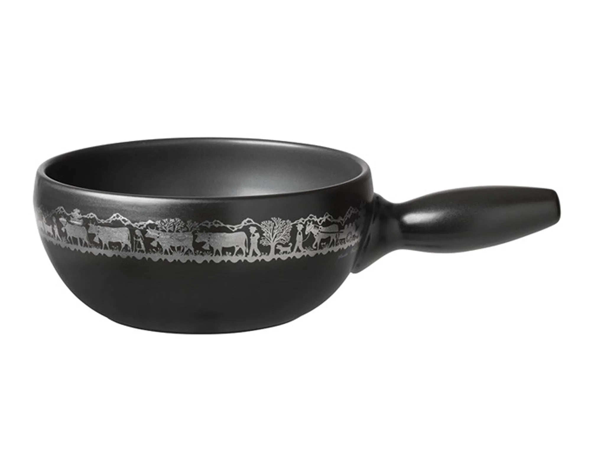 Fonduecaquelon Alpaufzug Induktion ø 23 cm in Schwarz präsentiert im Onlineshop von KAQTU Design AG. Fondue/Raclette ist von STÖCKLI