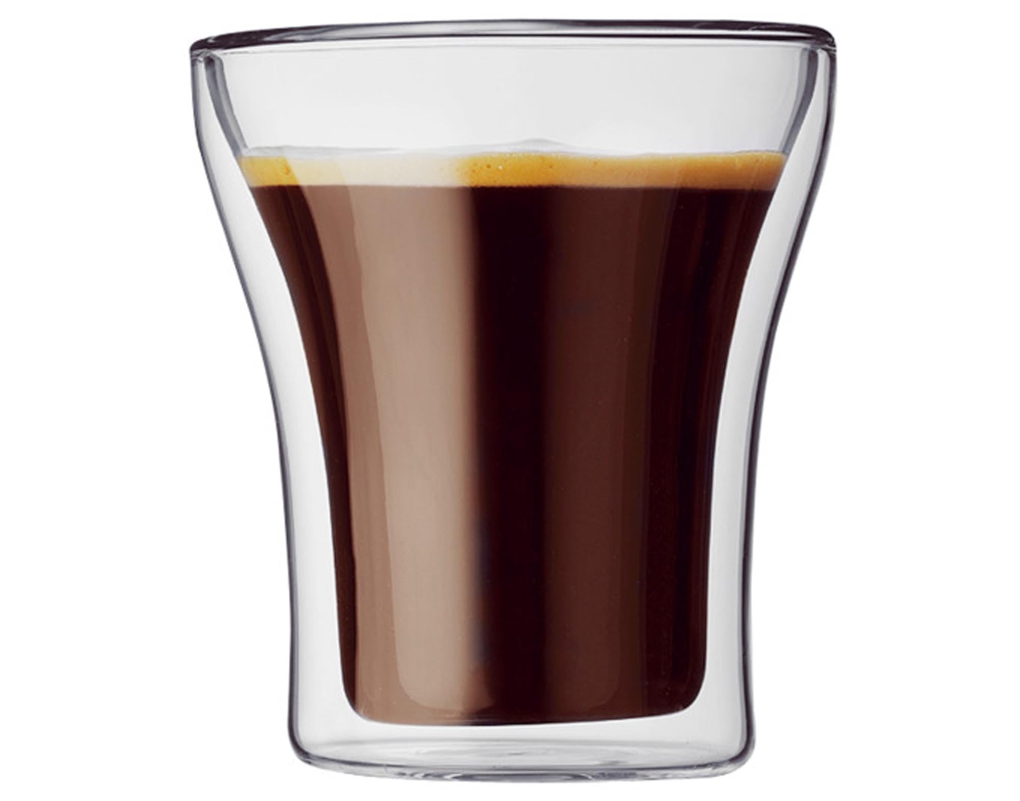 Doppelwandige BODUM Assam Gläser, 0.2 l, aus Borosilikatglas. Ideal für heiße und kalte Getränke. Stilvoll, hitzebeständig, spülmaschinenfest.