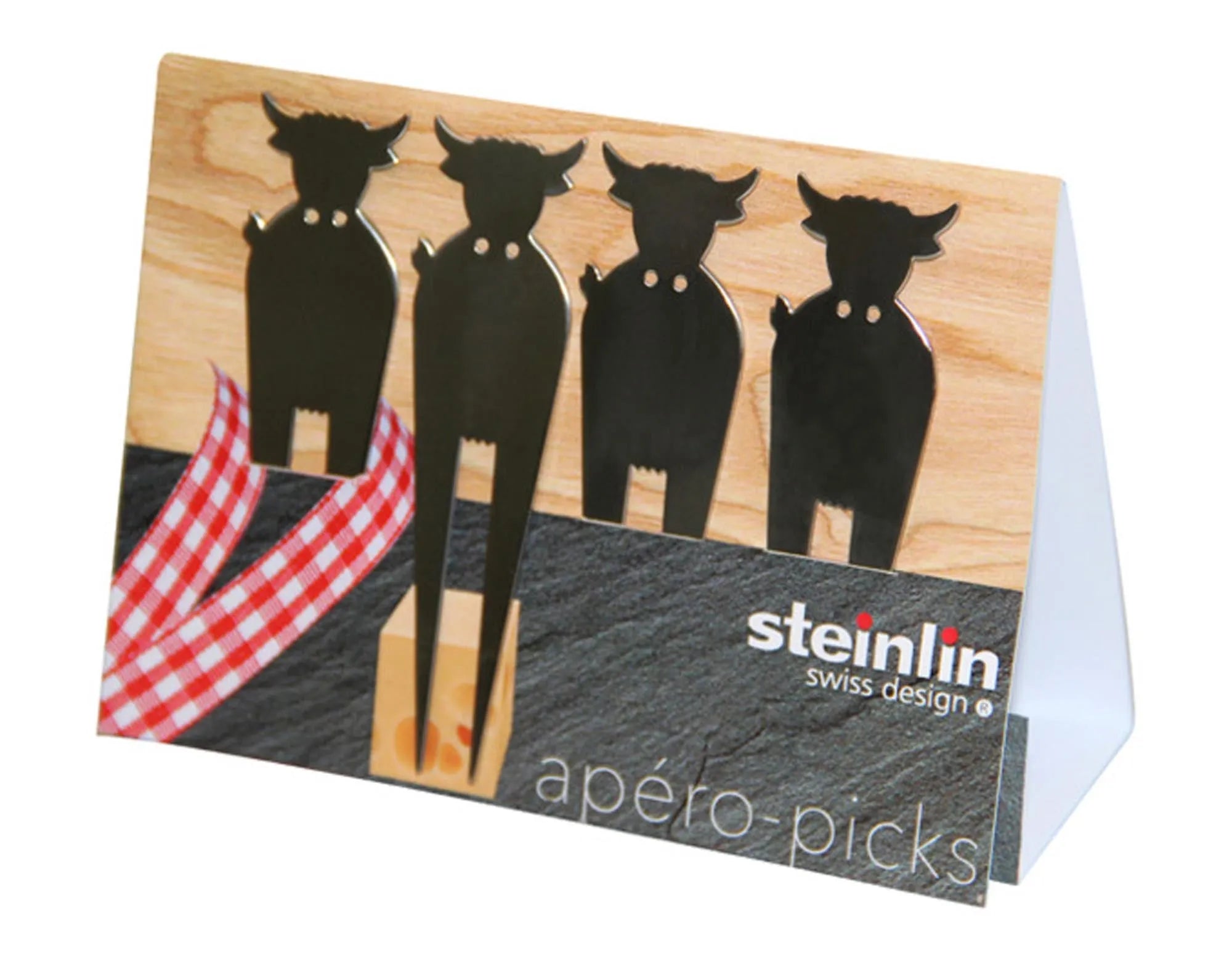 Apéropicks Kuh Inox 4 Stück in  präsentiert im Onlineshop von KAQTU Design AG. Barzubehör ist von STEINLIN