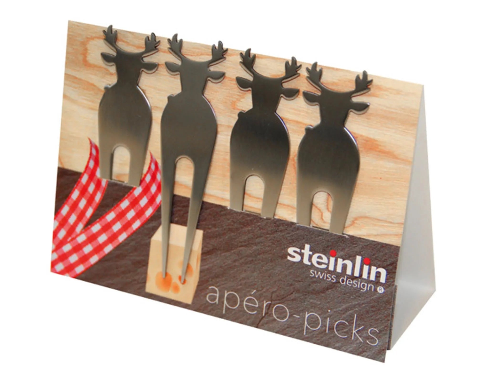 Apéropicks Hirsch Inox 4 Stück in  präsentiert im Onlineshop von KAQTU Design AG. Barzubehör ist von STEINLIN