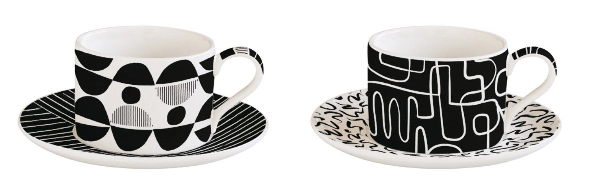 Stilvolle Porzellan-Kaffeetassen (240ml) mit modernem Design, spülmaschinen- und mikrowellengeeignet. Perfekt für Espresso & Cappuccino.