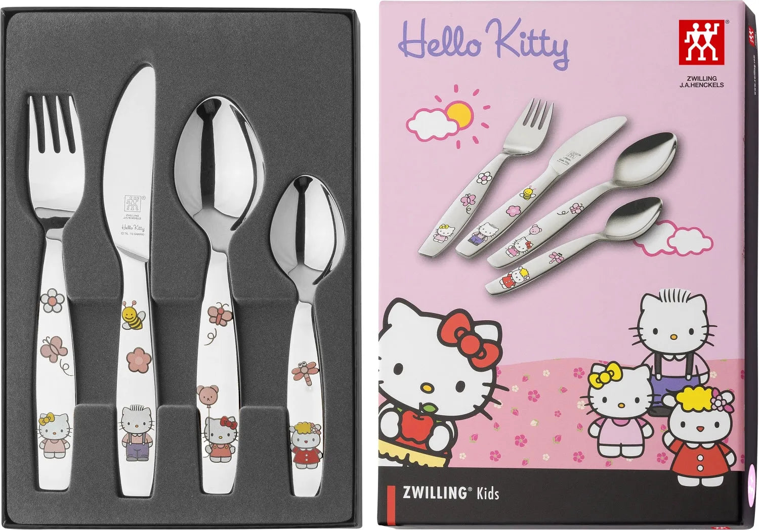 Zwilling Hello Kitty Besteck: Buntes 4-teiliges Set für Kinder.