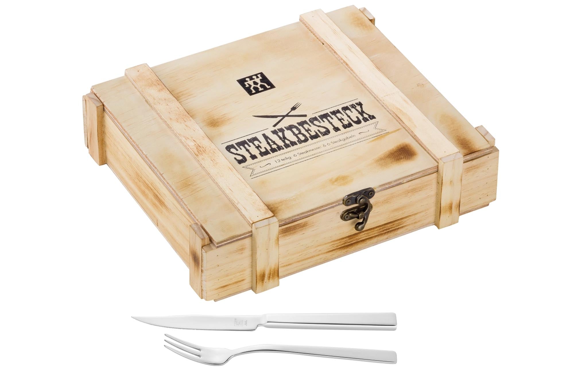 TWIN Steak Besteckset 12-tlg. in Holzbox