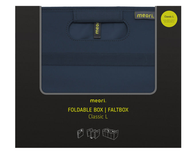 Die MEORI Faltbox L Classic in Marineblau ist eine praktische, faltbare Aufbewahrungslösung für Zuhause und unterwegs.