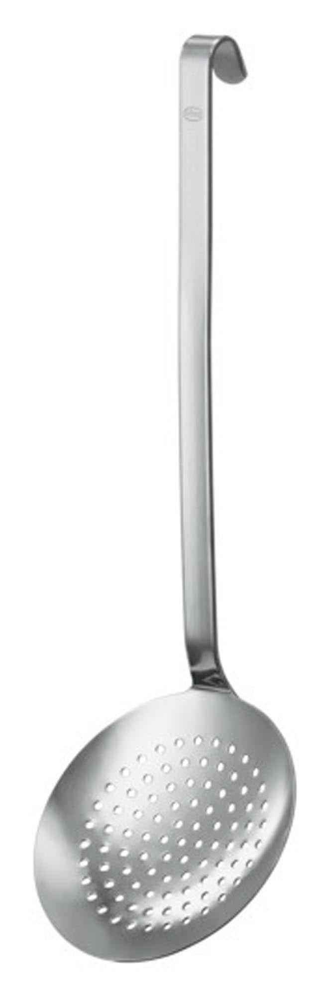 Entdecken Sie den RÖSLE Schaumlöffel flach mit Haken, grob gelocht (ø 10 cm) – ideal zum Abschöpfen von Schaum und Fett. Hochwertiger Edelstahl, ergonomisch, langlebig.