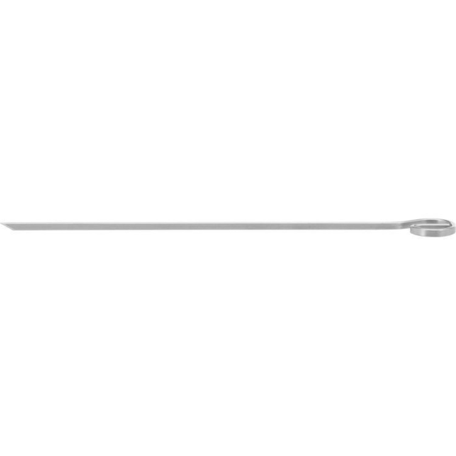 Set aus 4 robusten Edelstahl-Schaschlikspießen, 21x0.5x0.3 cm, ideal für Grillpartys und köstliche Spießgerichte im Freien.