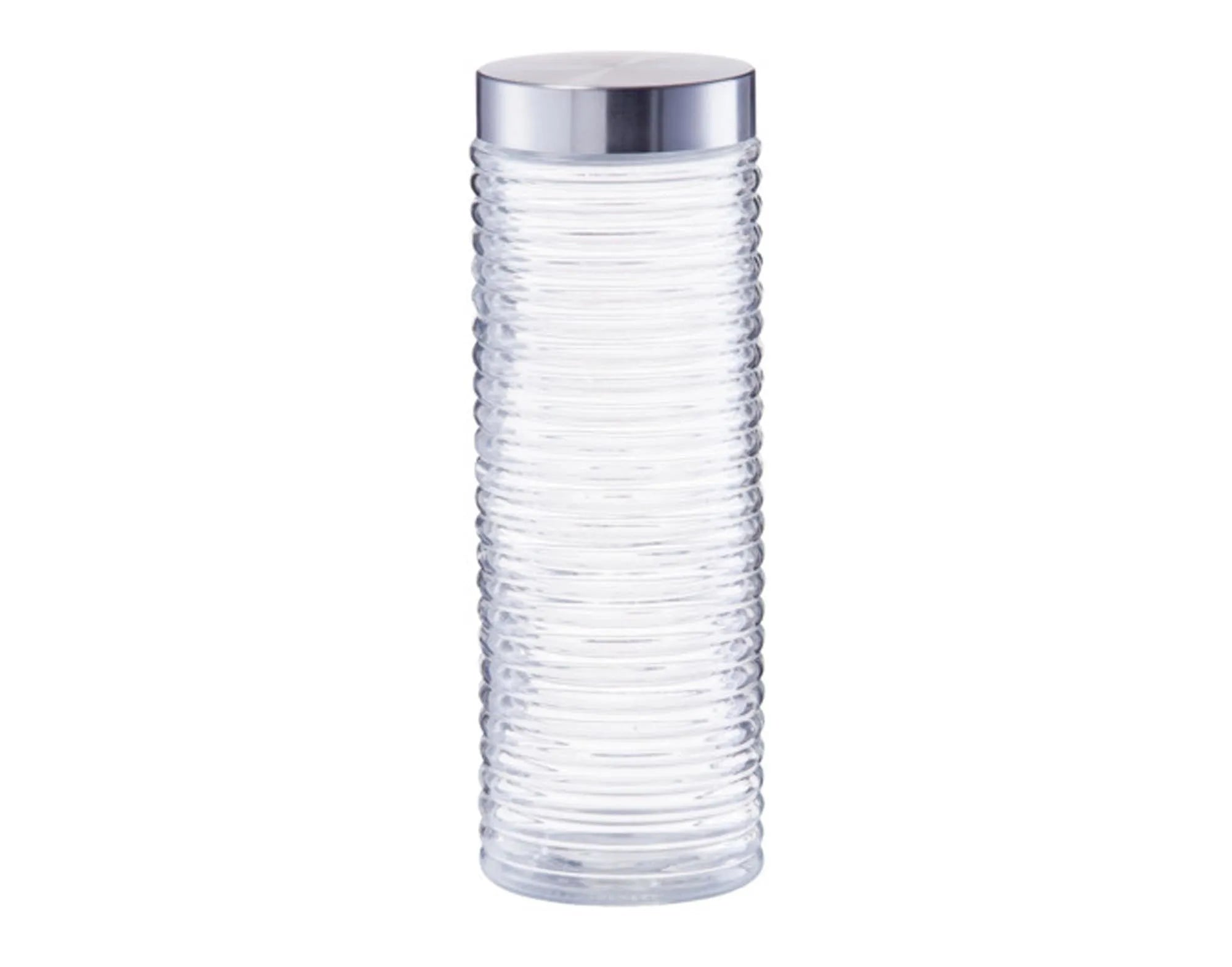 Vorratsglas gerillt mit Deckel Inox 2000 ml in  präsentiert im Onlineshop von KAQTU Design AG. Aufbewahrungsdose ist von ZELLER PRESENT