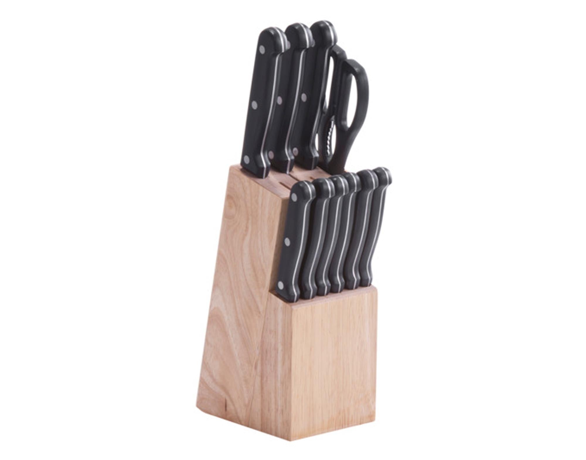 Entdecken Sie den ZELLER Messerblock aus Gummibaum, 13-teilig, ideal für Ihre Küche. Robuste, pflegeleichte Messeraufbewahrung mit elegantem Design.