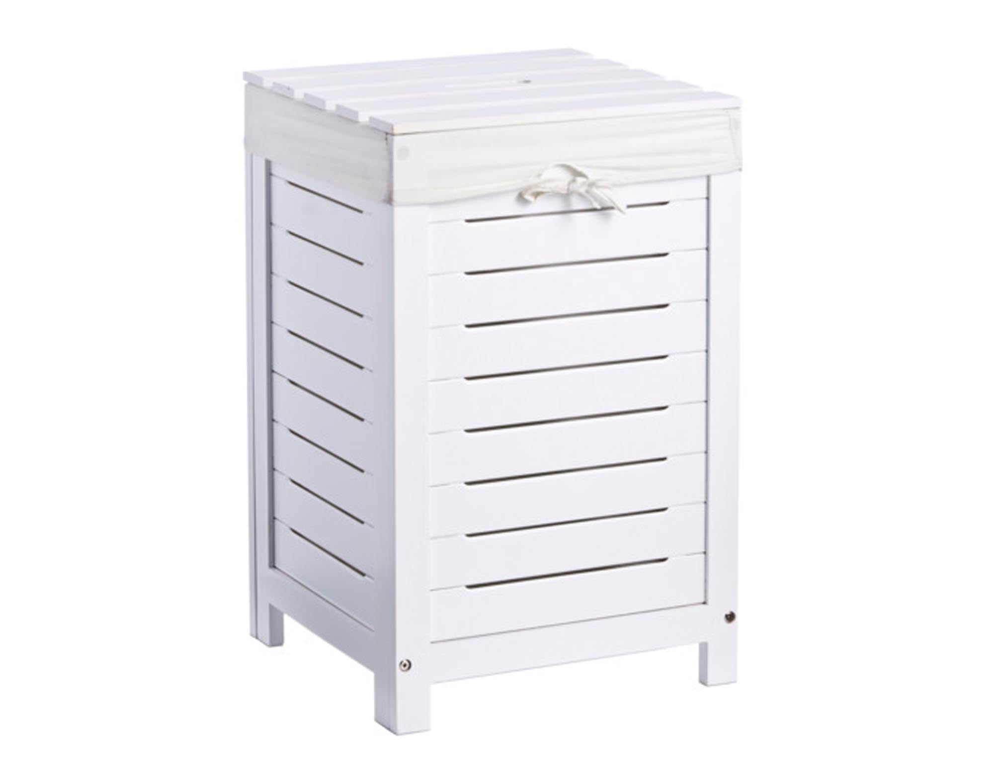 ZELLER Wäschetruhe MDF Baumwolle weiss 35x35x55 cm