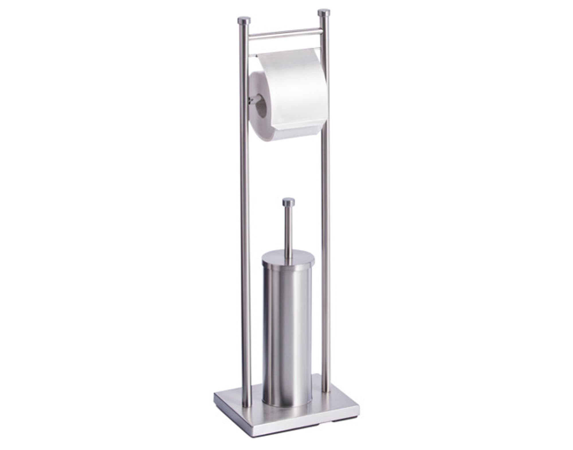 Elegante ZELLER WC-Garnitur Inox (22x18x76 cm) aus rostfreiem Edelstahl. Pflegeleicht, hygienisch und ideal für modernes Badezimmerdesign.