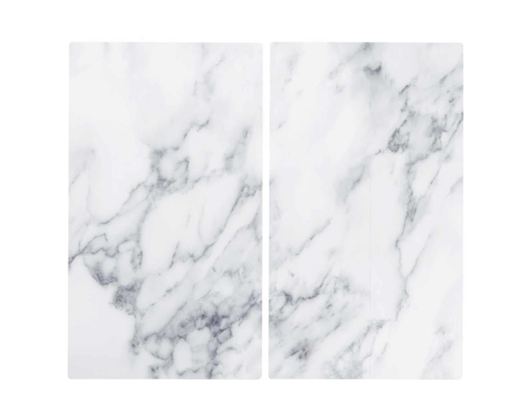 ZELLER Herdabdeckplatte Glas Marmor 2 Stück weiss 30x52 cm in  präsentiert im Onlineshop von KAQTU Design AG. Küchenhelfer ist von ZELLER PRESENT