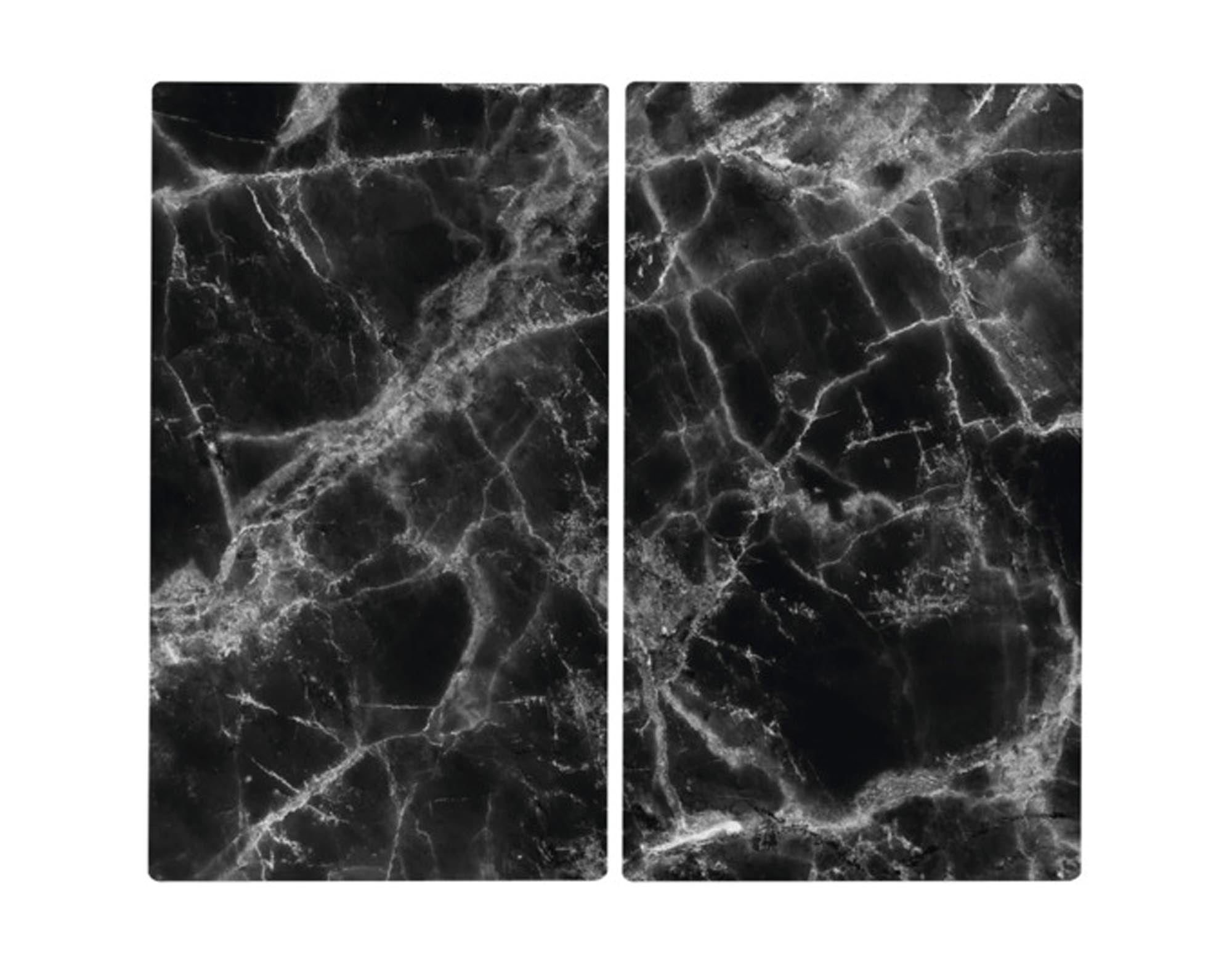 ZELLER Herdabdeckplatte Glas Marmor 2 Stück schwarz 30x52 cm in  präsentiert im Onlineshop von KAQTU Design AG. Küchenhelfer ist von ZELLER PRESENT