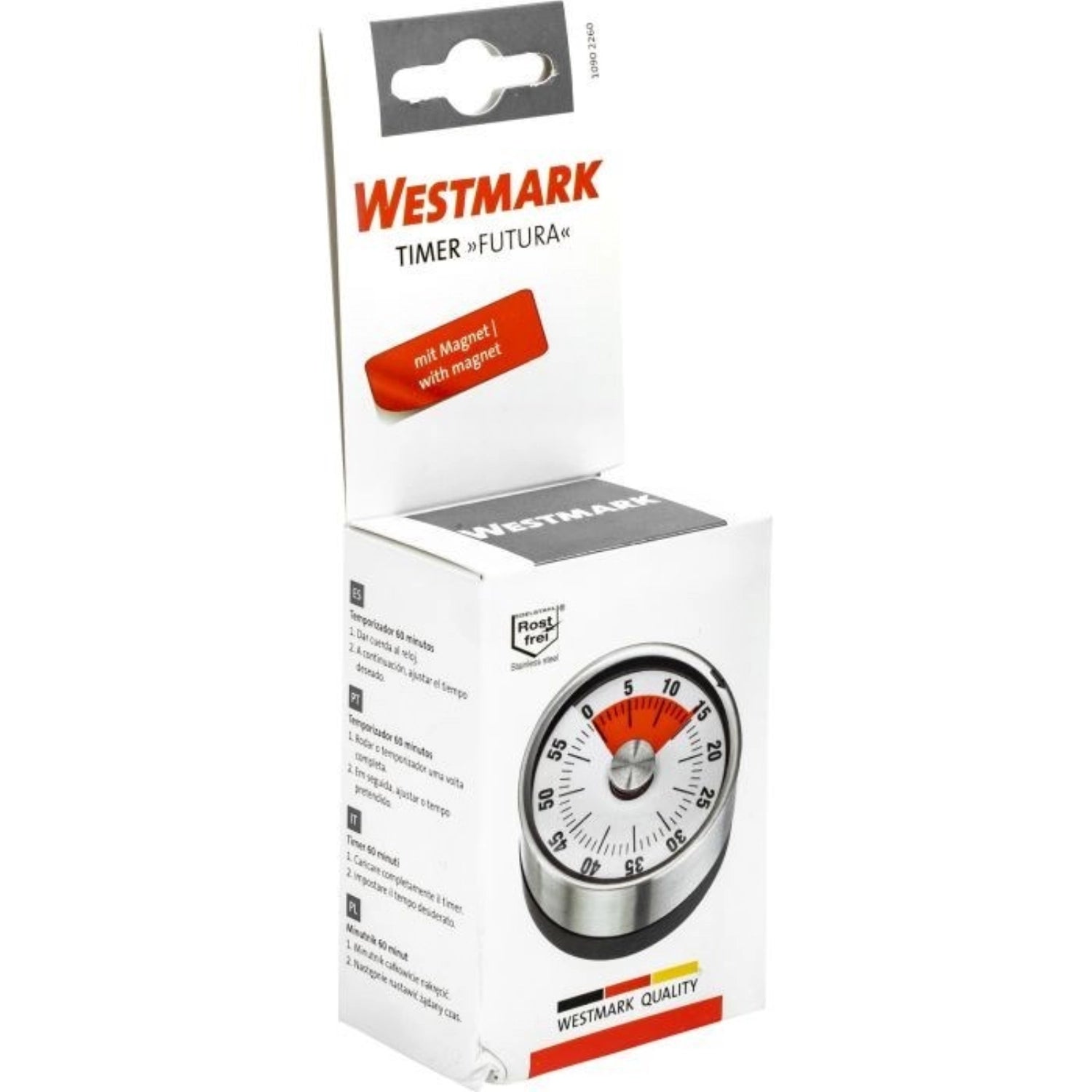 Praktischer Timer Futura von Westmark, Ø 6,2 cm, ideal für exakte Zeitkontrolle in der Küche, stilvolles Design und einfache Handhabung.