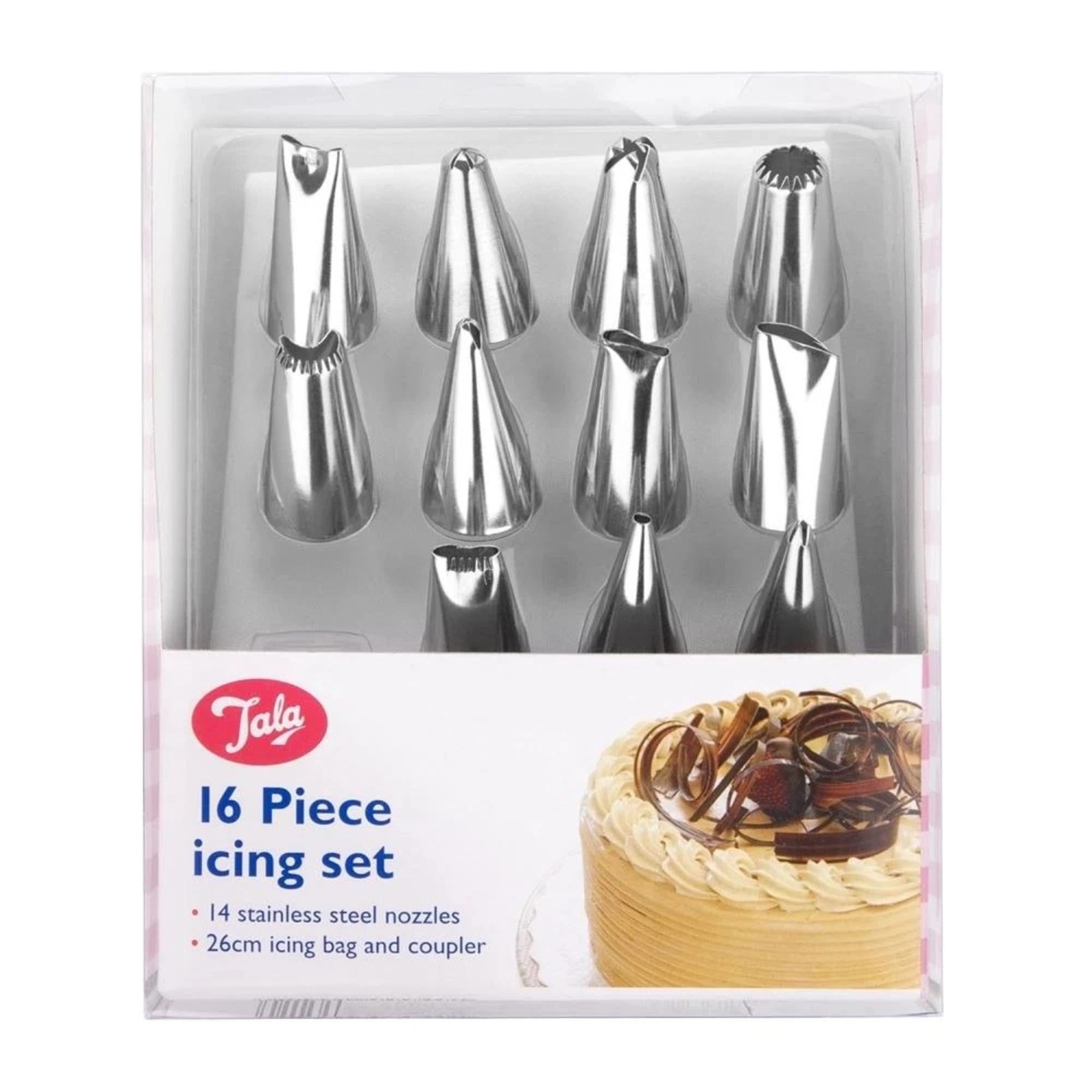 Entdecken Sie das 16-tlg. Tala Spritzbeutel-Set mit 14 Aufsätzen für kreative Tortendekoration. Ideal für Hobbybäcker und Backliebhaber!