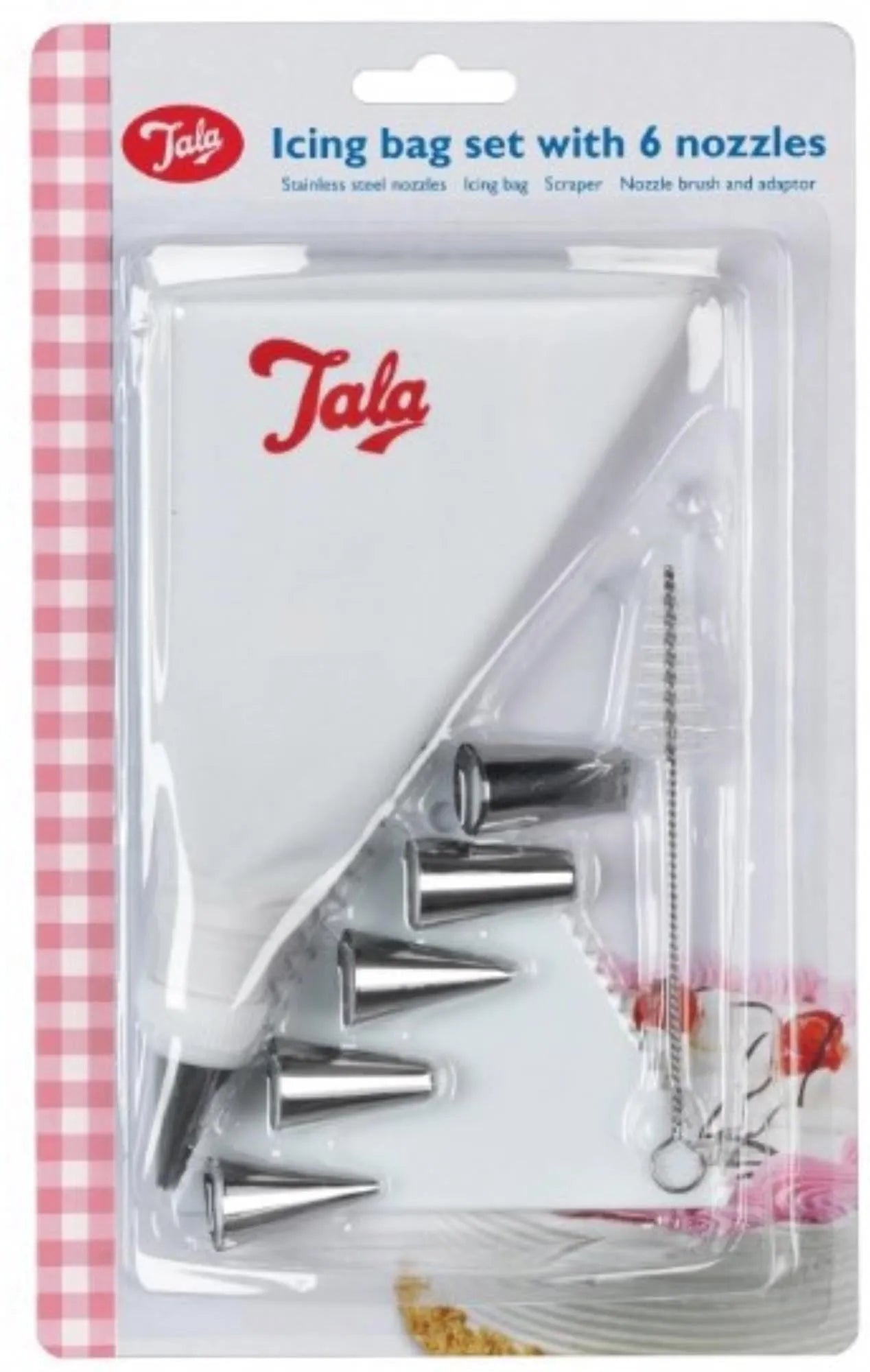 Spritzbeutel Set von Tala: 6 Aufsätze, Schaber & Bürste. Perfekt für kreative Backdekorationen & hygienische Küche.