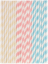 24 Stk. Strohhalme Papier, assortiert, D0.5cm, H19.5cm