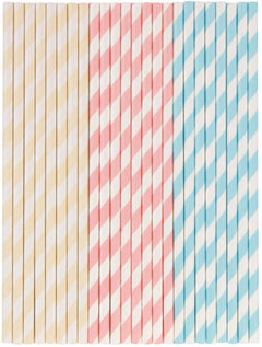 24 Stk. Strohhalme Papier, assortiert, D0.5cm, H19.5cm