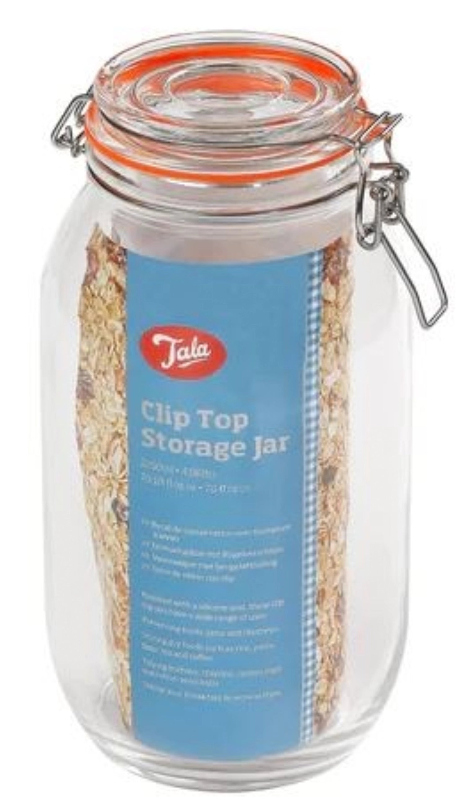 Hochwertiges 2,1 Liter Aufbewahrungsglas mit Bügelverschluss von Tala, ideal für die sichere Lagerung von Lebensmitteln und zur stilvollen Küchenorganisation.