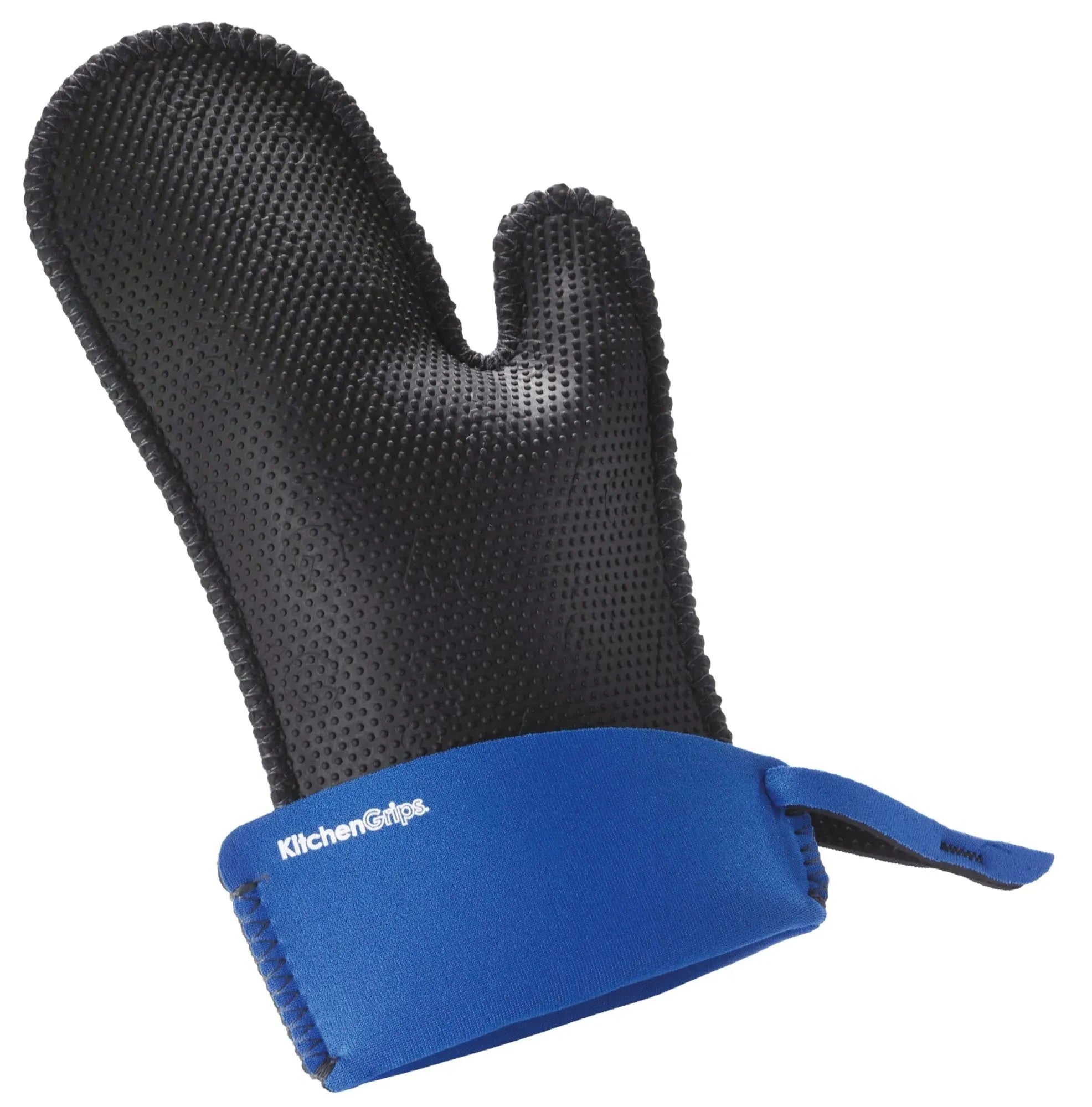 Schwarzer Cuisipro Küchenhandschuh, 27cm, hitzebeständig, Flexaprene & Kevlar, ergonomisch, rutschfest, stilvoll blau.