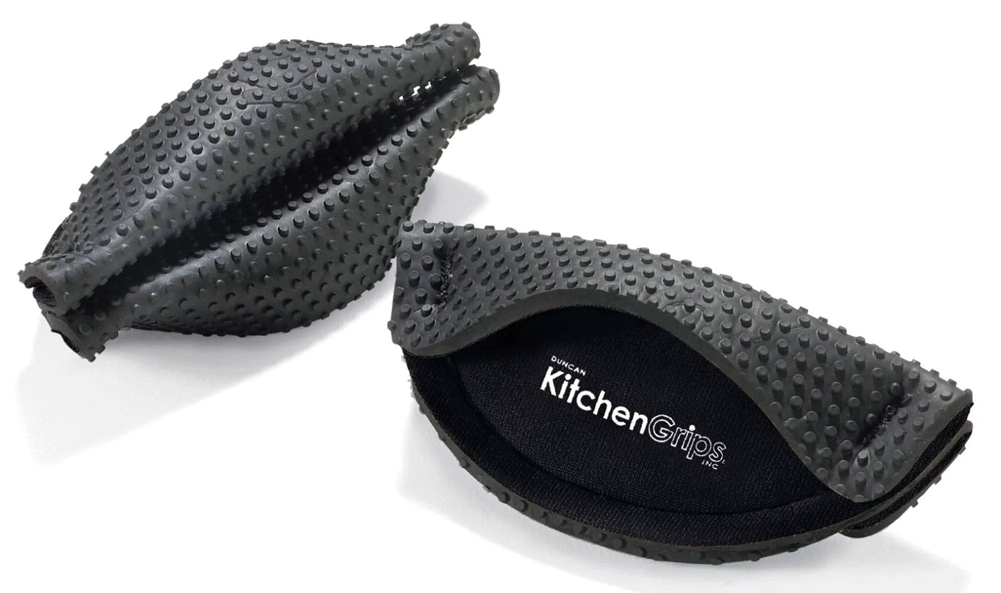 Schwarze Kitchen Grips Fingerschützer von Cuisipro: Hitzebeständiges Silikon, rutschfest, ergonomisch, spülmaschinenfest. Perfekt für sicheres Kochen.